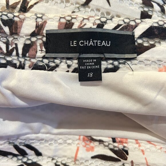 Le Chateau Cut Work Lace Sheer Full Floral Skirt Sz 18 White Pink Botanical Twee - Picture 6 of 8